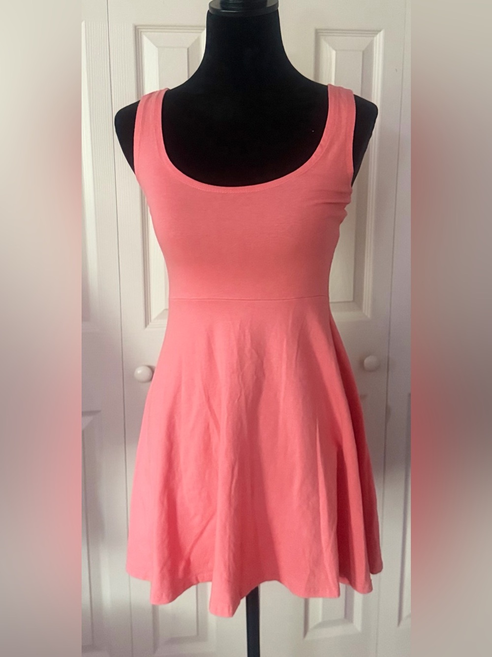 Charming Charlie Coral Pink Scoop Neck Mini Dress 95% Cotton
